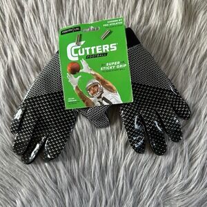 Cutters Football Gloves Youth Large/XL Black Super‎ Sticky Grip NEW
